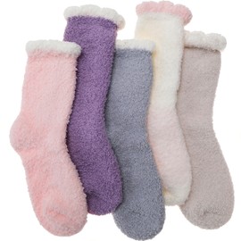 EBMORE Womens Fuzzy Socks Soft Fluffy Cabin Warm Cute Cozy Winter Christmas Slipper Socks (Multicolored)