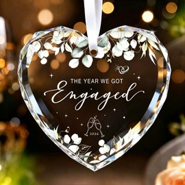 Engagement Gifts for Couples 2026, Heart Crystal Glass Ornament
