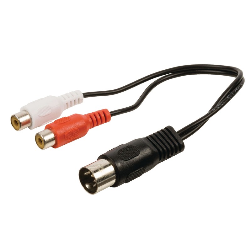 Valueline 0.2m 5 Pin Din Male to 2x RCA Female