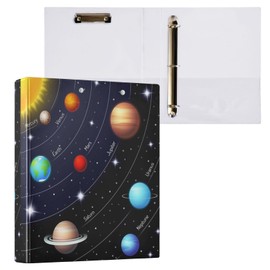 3 Ring Binder Solar System 1.5" Round Ring Binders View Binder with 200 Sheet for Kids School Supplies Women Men Office, 1 Pack