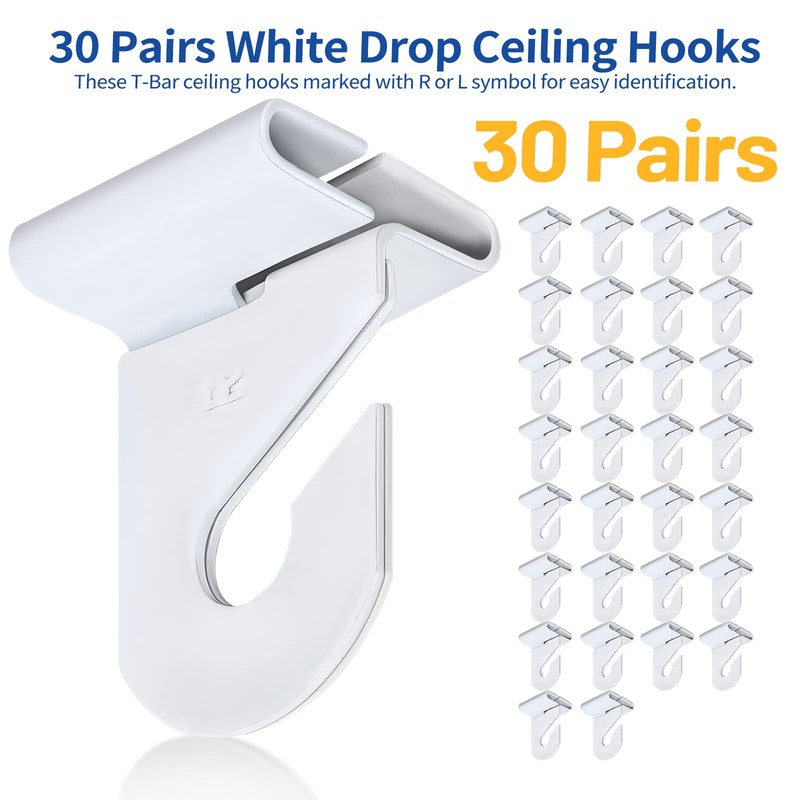 30 Pairs Drop Ceiling Hooks for Hanging,Suspended Track Ceiling Hanging