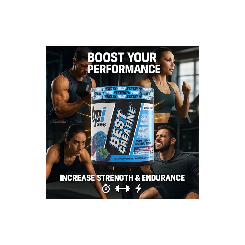 BPI Sports Best Creatine Powder, Icy Blue Raz, 10.58 Ounce