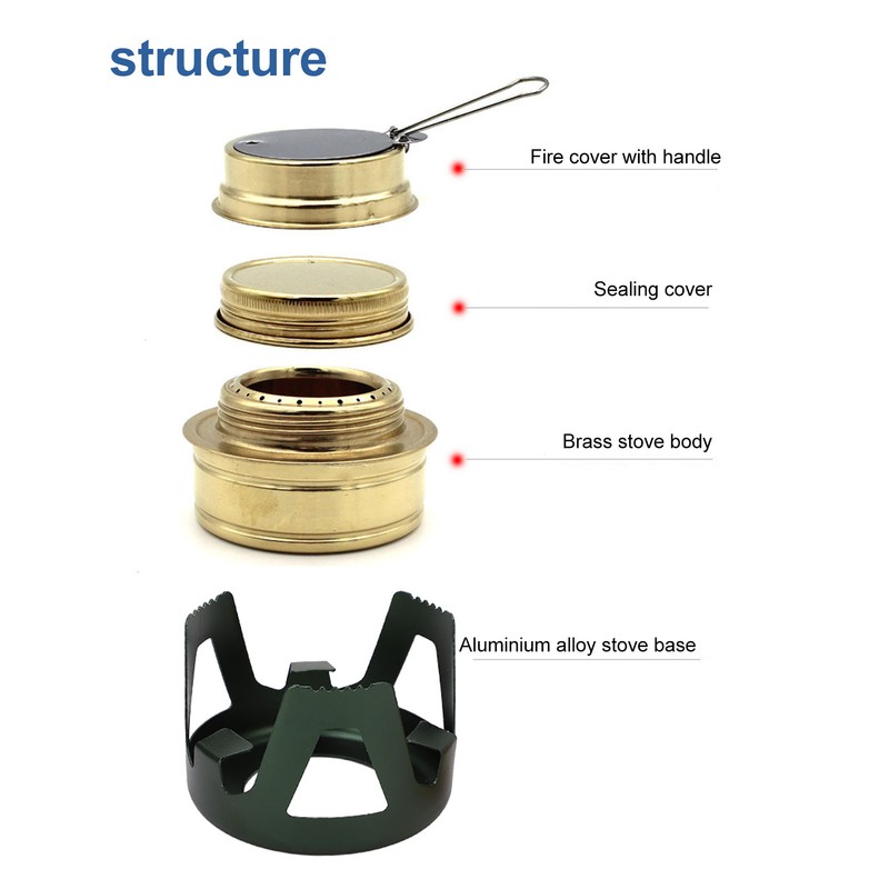 Mini Alcohol Stove Brass Aluminum Alloy Safe Windproof Portable Widely