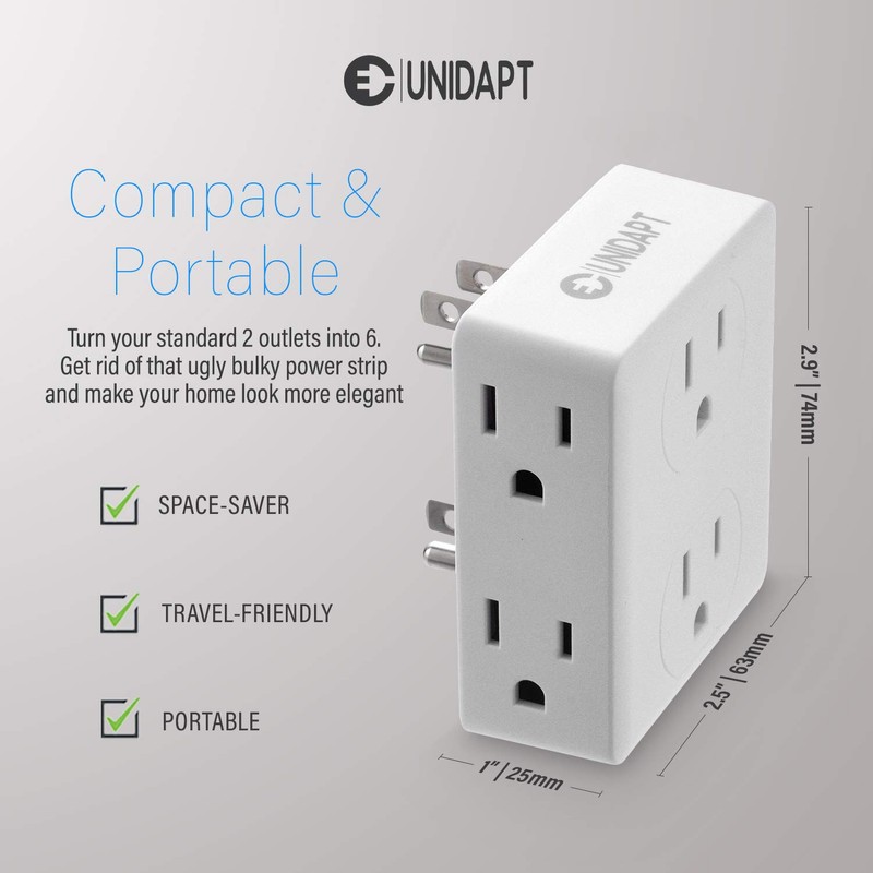 Multi Plug Outlet Splitter, Unidapt Multiple Outlets Extender Adapter with