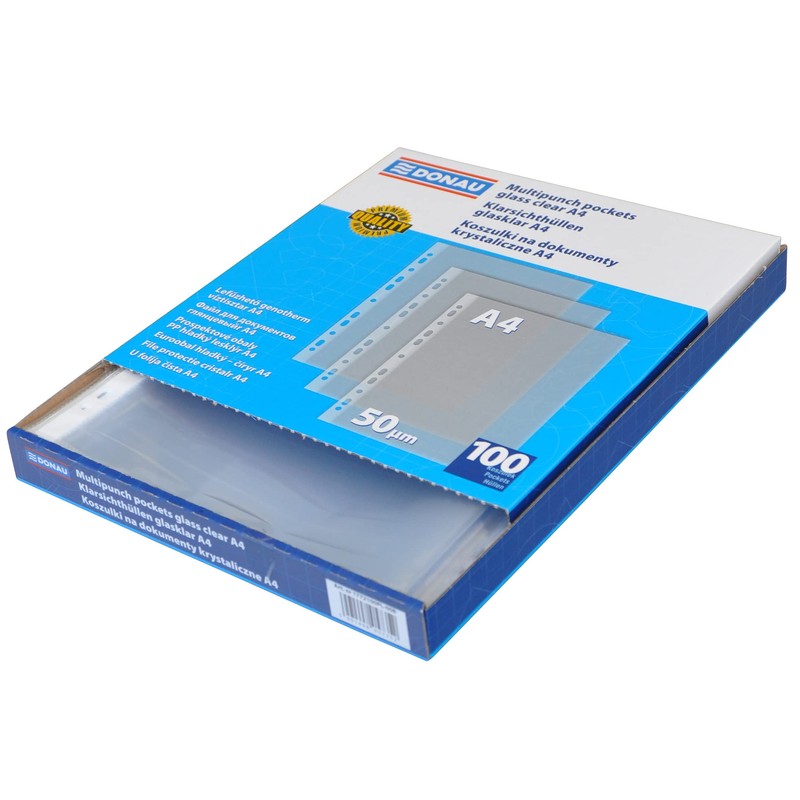 Punched Pockets DONAU PP A4 Cristal 50 Micron in a
