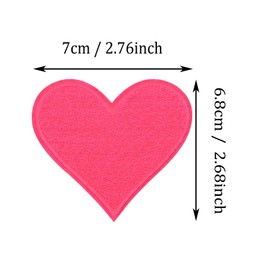 Tupalizy 4PCS Iron On Patches Heart Embroidery Patterns Fabric Applique Embellishments Decal for Clothes Hats Jeans Backpacks Shoes T shirts Repair Decorative Valentine Costumes, 2.7x2.8inch, Hot Pink