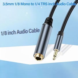 JSADZKJ 3.5mm to 6.35mm Cable 1/8" TS Mini Monaural Audio Plug to 1/4" TRS Jack Connectors 3.5mm 1/8 inch Male to 6.35mm 1/4 inch Female Aux Jack Adapter Cable 30cm