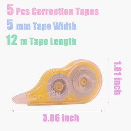 Tramboo 5 Pcs 39.4 Ft Colorful White Out Correction Tape, White Out Tape Roller, Tape White Out, Whiteout Tape Bulk for Noting, Teacher Supplies, School, Office and Home (5 Colors)
