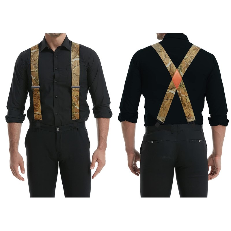 Camo Suspenders for Men - Heavy Duty Clips - Hunting