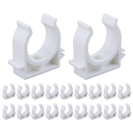 S SYDIEN PEX Clips Pipe Clamp 1-1/4 Inch, 20 Pack 32 mm Pipe Hangers Pipe Holder PEX Tubing Clamps PVC Water Pipe Support, Plastic U-Shaped PVC Pipe Clamps Tools With Screws, White