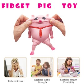 AWANGLUO Novelty Cute Squishy Toy Pink Pig Gifts for Kids Adults, Decompress and Stress Stretch Animal Anxiety Relief Autism Disorders, Funny Pig Man Sensory Stress Toy for Girl Boy