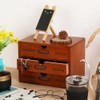 PACKGILO Wooden Storage Box Rustic Desktop Organizer with 3 Drawers