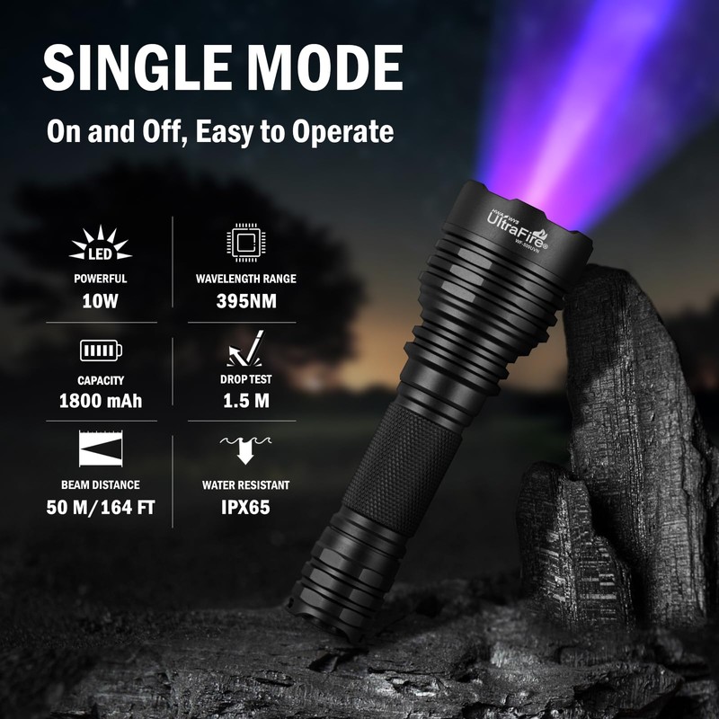 ULTRAFIRE 395nm Black Light UV Flashlight 10W Super Power LED