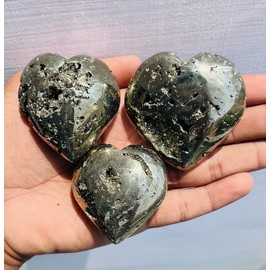 Beautiful Druzy Peru Pyrite Crystal Puffy Heart Hand Carved Healing Crystals Hearts Home Decor Gift Antique Peruvian Shiny Flashy Love Gift