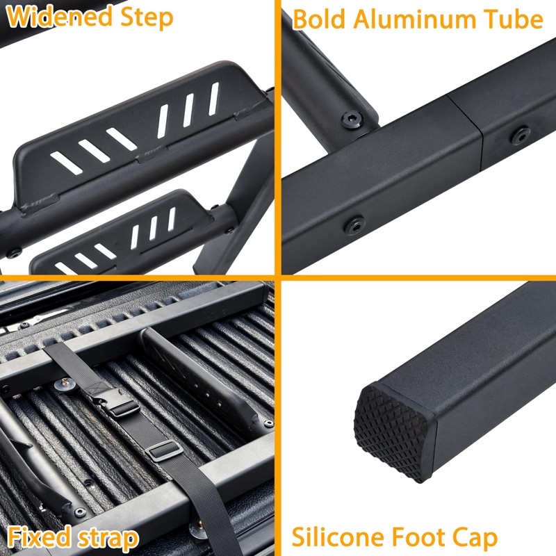 KEWISAUTO Foldable Pickup Truck Tailgate Ladder, 45" Heavy Duty Universal
