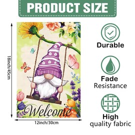 DMERBYL Spring Floral Garden Flags 12 x 18 Inch Double Sided Vertical Burlap Flag Spring Swinging Home Decorative Garden Flags Flower Butterfly Outside Decor (Only Flag)