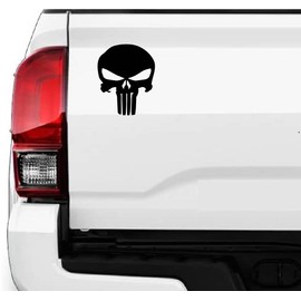 Punisher Skull Decal Vinyl Sticker for Car Truck Decal Van Windows Laptop Sticker, Black Skull Bumper Sticker | Black | 5.5 inches