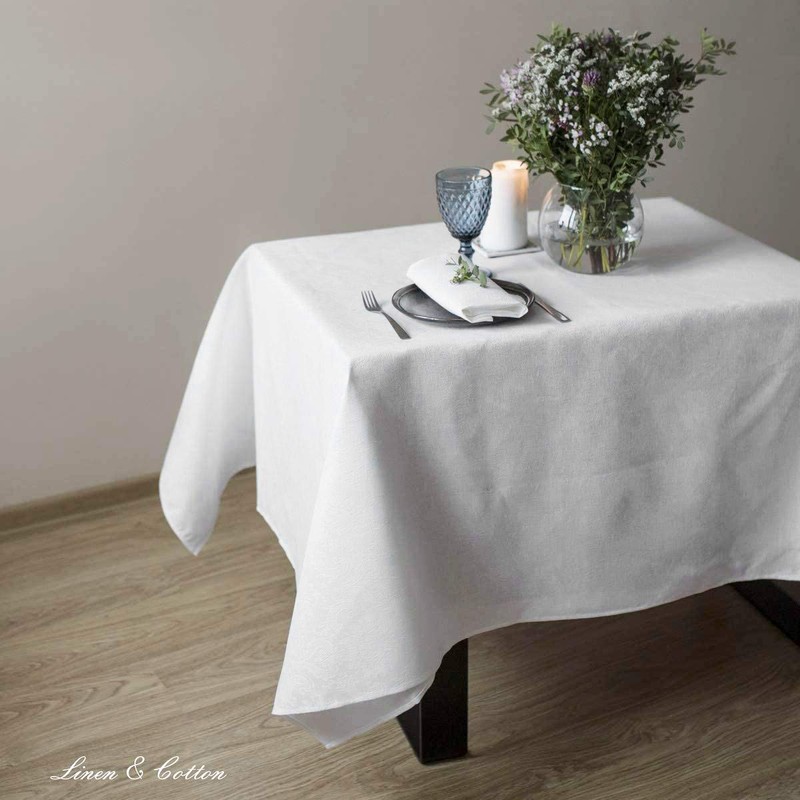 Linen & Cotton Jacquard Damask Tablecloth Table Linen Waverly 46%