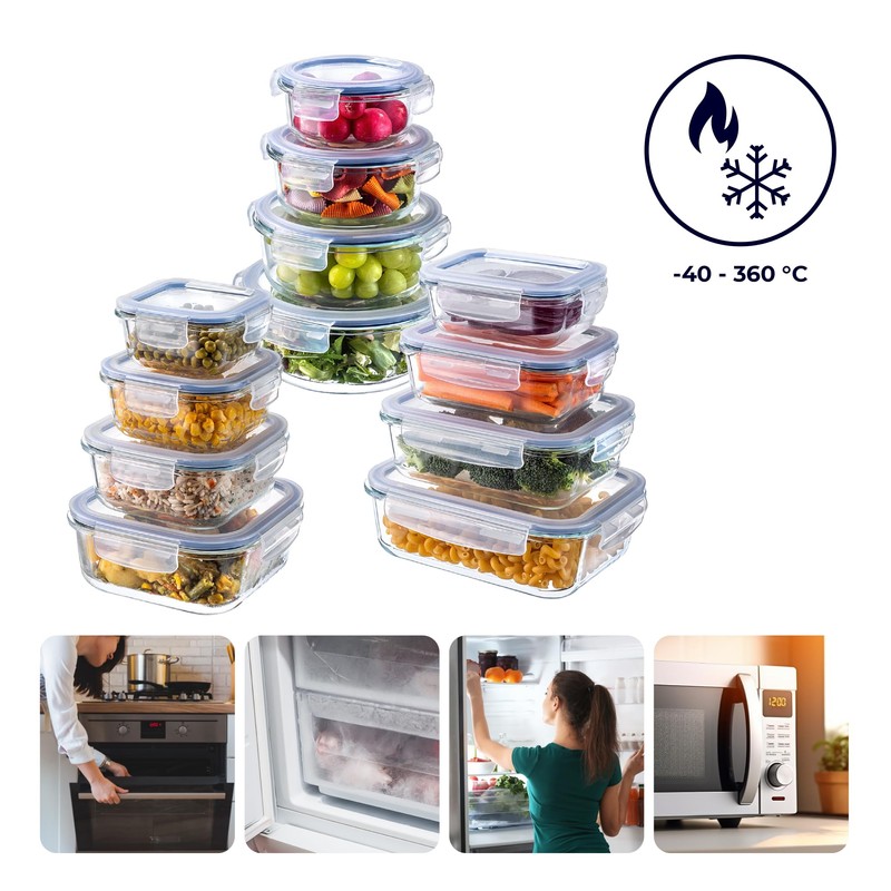 KADAX Glass Container with Lid, Food Container, Dishwasher Safe Food