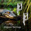 925 Sterling Silver Alligator Earrings Animal Bite Earrings Cute Crocodile