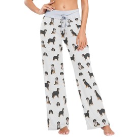 Oarencol Bernese Mountain Dog Cute Animals Women's Pajama Pants Drawstring Palazzo Wide Leg L