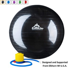 Black Mountain Products Anti Burst Exercise Stability Ball with Pump, Black, 2000-Pound/55cm