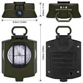 DLAND Compass Waterproof Hiking Military Navigation Compass with Pouch Lanyard, English User Guide Included. ( Army Green )