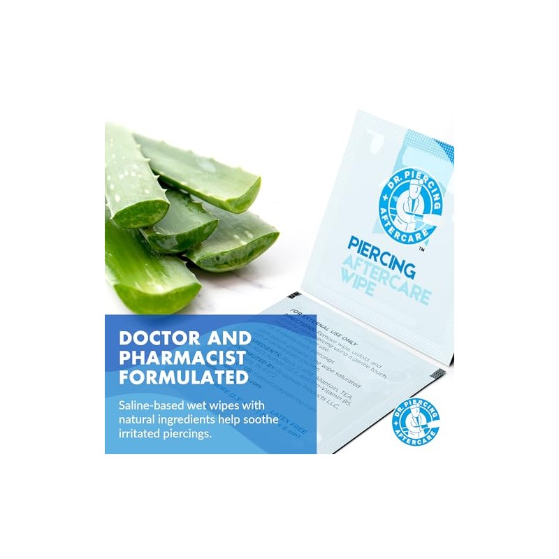 Toallitas para el cuidado posterior de perforaciones del Dr. Piercing: