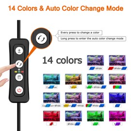 AQQA Aquarium Plant Light Full Spectrum LED Fish Tank Light with Timer 14 Colors Waterproof Fish Light Brightness Adjustable Light for 11-15 Inch Fish Tank (11W)