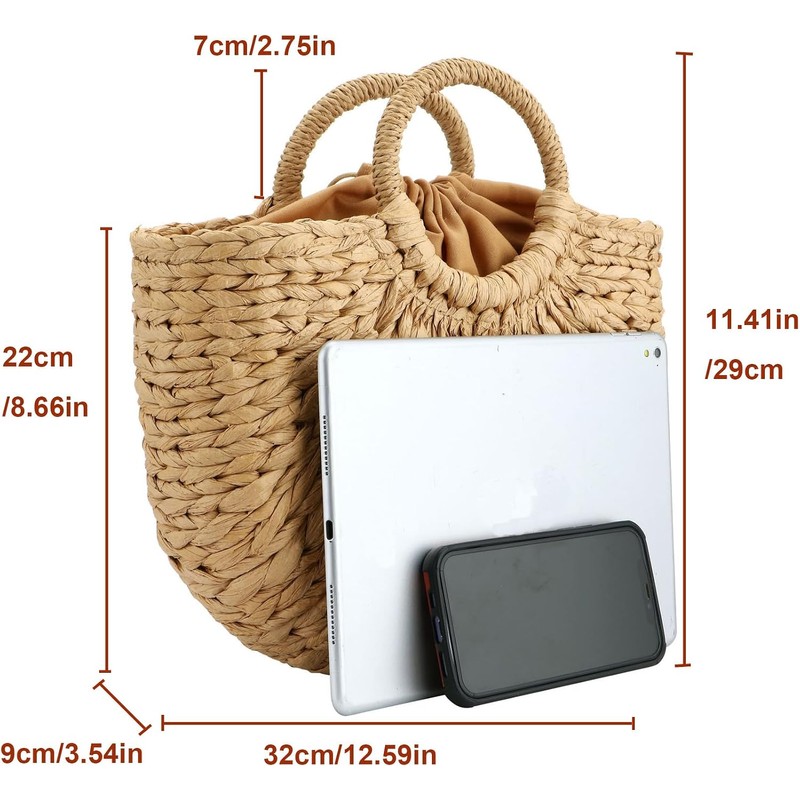 Gets Summer - Bolso de paja para mujer, tela a