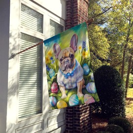 Caroline's Treasures DAC5041CHF French Bulldog Easter Egg Hunt House Flag Large Porch Sleeve Pole Decorative Outside Yard Banner Artwork Wall Hanging, Polyester, House Size, Multicolor