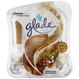 Glade Plugins Scented Oil Cashmere Woods Refill, Family Pack of 10