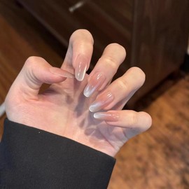Koira Nude Pink Full Set Glue Nail Gradient Nail Tips Daily Manicure, 1 Piece, Pink / Koira 누드 핑크 풀세트 글루 네일 그라데이션 네일팁 데일리 매니큐어, 1개, 분홍색