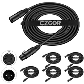 DMX Cable 10 ft, 6 Pack Flexible 3 Pin DMX Cable Pack XLR Male to Female Lighting Wire Cable for Stage Lighting Signal XLR Connection Stage Light Cables for Stage Lighting Input & Output