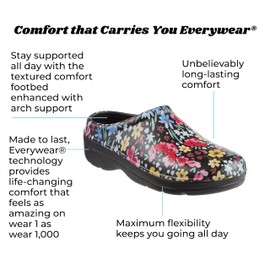 totes Women's Everywear Bailey Clog, Black Garden Floral, 8