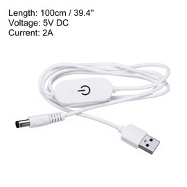 PATIKIL LED Touch Inline Dimmer Switch,2 Pack USB Male to 5.5x2.1mm DC Male Controller Switch Extension Power Cord Connector Connector for LED Light, White