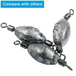 Uenhoy 10 Pcs Fishing Weights Inline Trolling Fishing Sinker Tackle with Inner Swivels, Oval Drop Casting Fishing Weight Sinkers, 3/4 oz (20g)