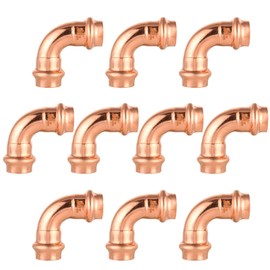10-Pack GUOFIS Copper Press Elbow,1/2" x 1/2" 90° Elbow Fittings for Copper Tube Connection with Stop