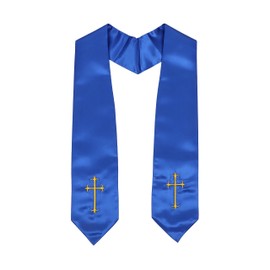 Erligo Adults' Traditional Church Choir Stoles with Embroidery Cross 60" Graduation Sash (Royal blue)