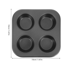 Warmhm 4 non-stick cupcake cups, jumbo muffin mould, cupcake liner, cupcake tins, muffin tray from the hot air fryer, ABS muffin baking moulds, muffin baking tray, muffin cups, cupcake moulds, black