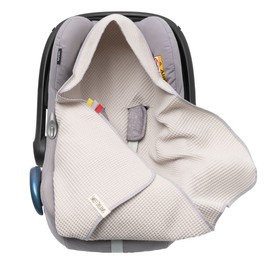 Swaddling Blanket Made of Waffle Fabric for Summer 100% Cotton Baby Blanket for Car Seat Cuddly Blanket for Prams Buggies e.g. Maxi Cosi Pink Beige 3 Point Strap (38) (Linen)