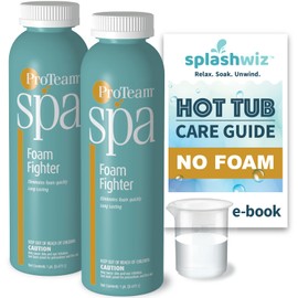 ProTeam Spa Foam Fighter - Spa Foam Eliminator Helps with Foam Down for Hot Tub Defoamer with SplashWiz Hot Tub Chemicals Care Guide - Made in USA (1 pt) (2 Pack)