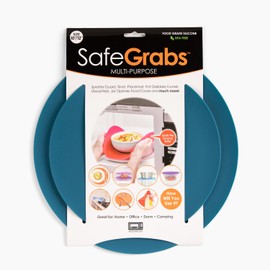 Safe Grabs: Multi-Purpose Silicone Original Microwave Mat as Seen on Shark Tank | Splatter Guard, Trivet, Hot Pad, Pot Holder, (BPA Free, Heat Resistant, Dishwasher Safe), Set of 2 (Teal)