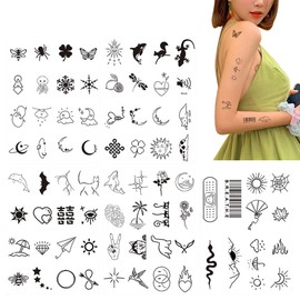 Coollooda 75 Pcs Set Tattoo Stickers, Tattoo Stickers, Waterproof, Durable, Fashionable, Cute, Women's, Tattoo Stickers, Easy to Apply on Arms, Legs, Body, Chest, Shoulders, Back