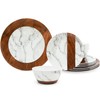 LEHAHA Rustic Modern Melamine Dinnerware Sets, Marble 12-Piece Lightweight Outdoor
