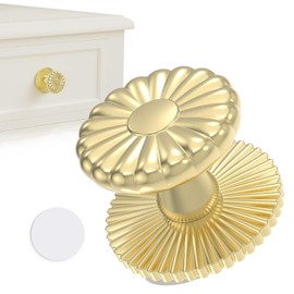 SecureLatch Self Adhesive Drawer Knobs, Self Stick Door Pull Handles, Zinc Alloy No Drilling Cabinet Knobs for Drawer, Closet, Window, Dresser, Sliding Barn/Glass Shower/Balcony Door (1, Gold)
