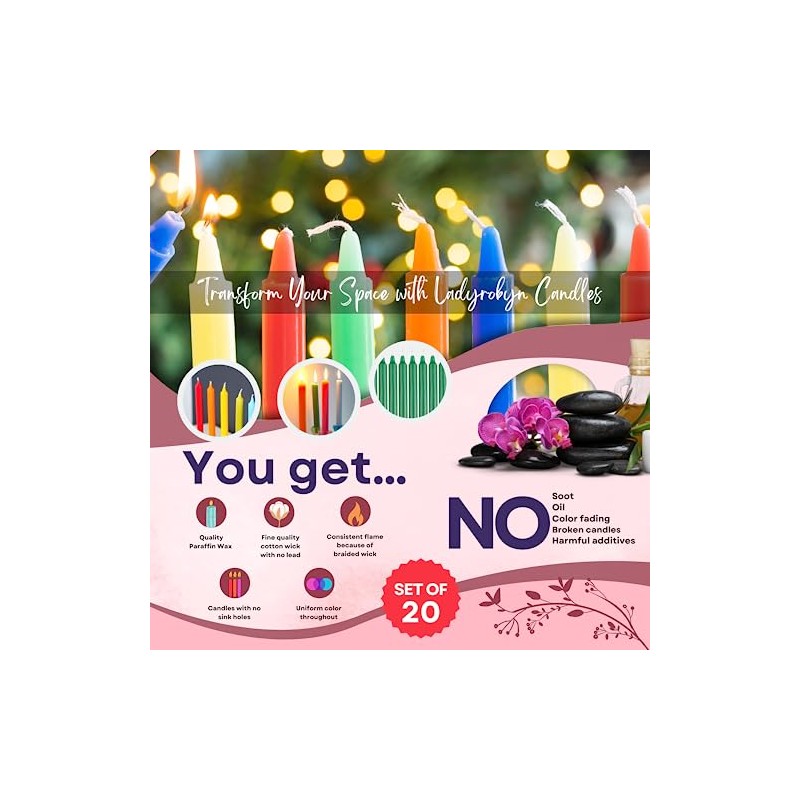 ladyrobyn Set of 20 Candles Chime Candles/Stick Candle/Spell Candle Set