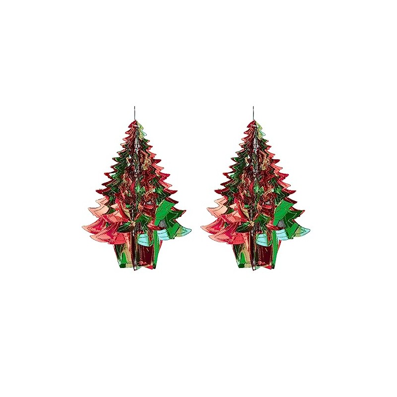 Foil Ceiling Decorations Green/Red Christmas 2 Tone - Set 2