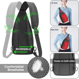 REETEE Lightweight Chest Bag Sling Shoulder Backpacks, Chest Bag Men's with Adjustable Shoulder Strap, Shoulder Bag Crossbody Bag Backpack for Outdoor Sports, Cycling, Dog Hiking, red, leisure