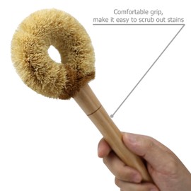 EIKS 2 Pack Kitchen Scrub Brushes Natural Coconut Fiber Cleaning Brushes for Dish Pan Pot Vegetable Fruits Glassware Cookware